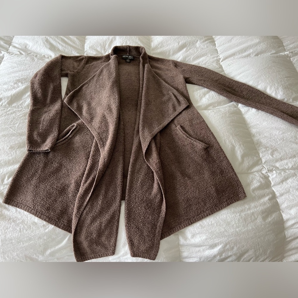 Barefoot Dreams Cozy Chic Lite Open Waterfall Draped Sweater Brown~ SZ S/M.